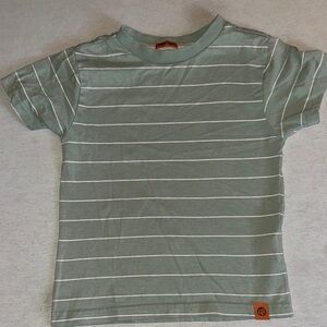 Kids Size 6 Free Planet Green and White Striped Tee.
